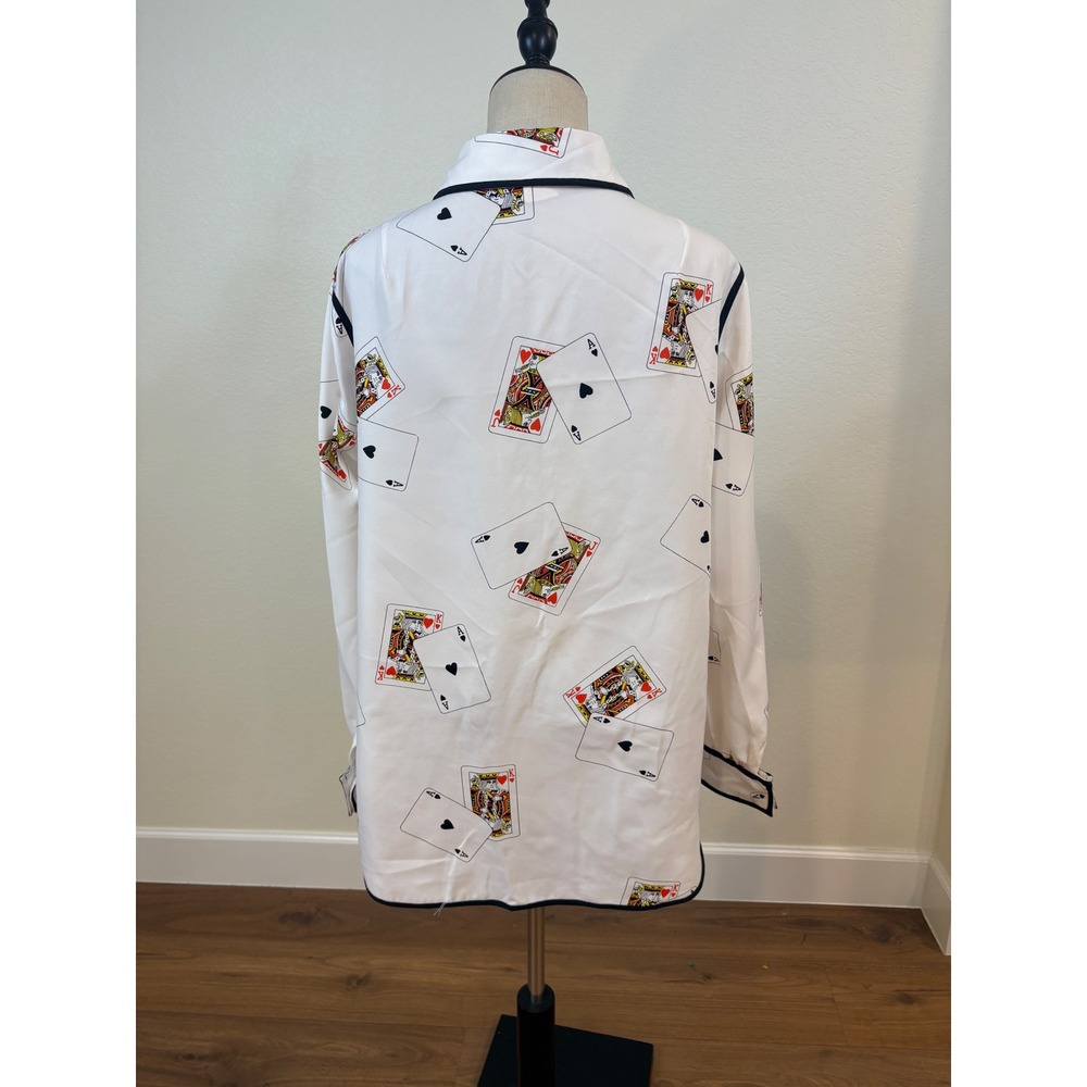 Vtg 70s 80s Miss James Button Down Shirt Womens 4 Playing Card Novelty Las Vagas - Picture 5 of 7